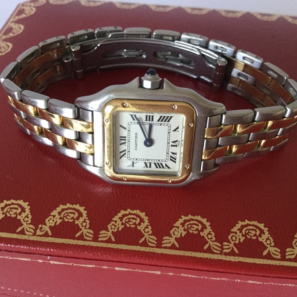 Cartier | Accessories | Cartier Panthere 8k Gold Steel Bracelet Watch 8k |  Poshmark